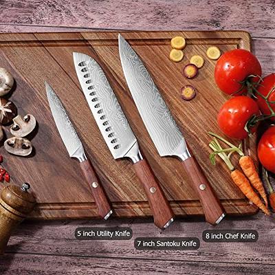 Kitchen Knife Sets, Professional Chef Knives Set Japanese 5Cr15Mov High Carbon Stainless Steel Vegetable Meat Cooking Knife Accessories with Solid