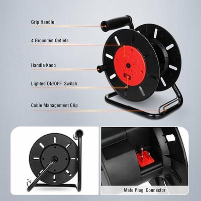 Suraielec Extension Cord Reel with 4 Outlets, 15 AMP Circuit