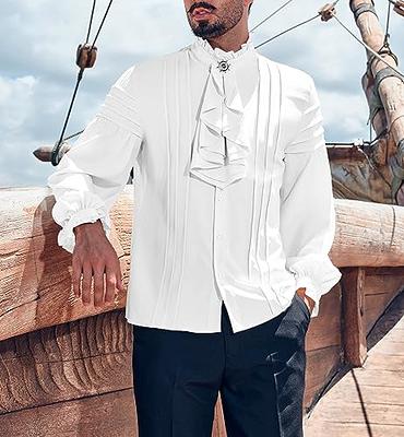Leg Avenue Men's Ruffled Renaissance Shirt, White, XL