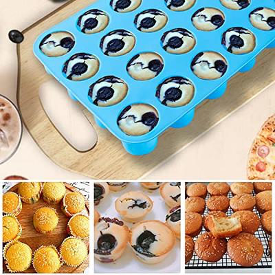 Silicone Muffin Pan, Set of 2 Non-Stick Cupcake Pans 12-Cup & Mini Muffin  Pan 24-Cup, with Bonus Silicone Brush and Spatula（Blue） - Yahoo Shopping