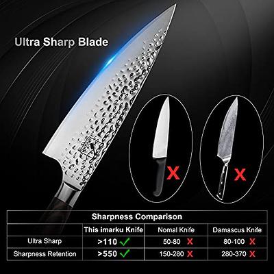 imarku Damascus Chef Knife, 8 inch Kitchen Knife Ultra Sharp Cooking Knife  HC German Stainless Steel Japanese Knife for Kitchen, Hand-Hammered Design,  Ergonomic Handle, Christmas Gifts for Women Men - Yahoo Shopping