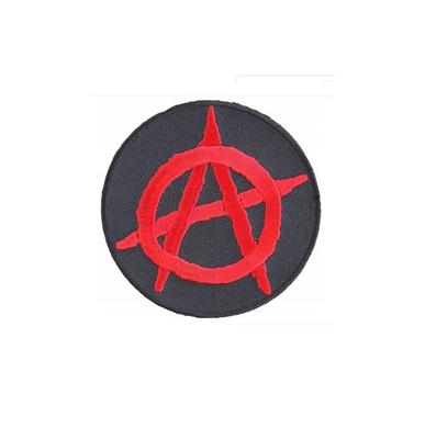Red On Black Anarchy Symbol 3 Iron Patch, 3897