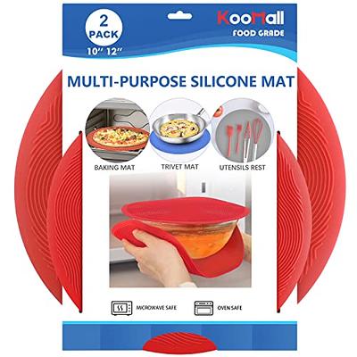 KooMall 12 10 Inch Multi-use Microwave Mat, Trivet, Pot Holders, Drying,  Baking, Place Mat, Utensils Rest, Silicone Cover Pad for Hot Pots Pans  Bowls Plates Dishes Kitchen Counter, Heat Resistant,Red - Yahoo