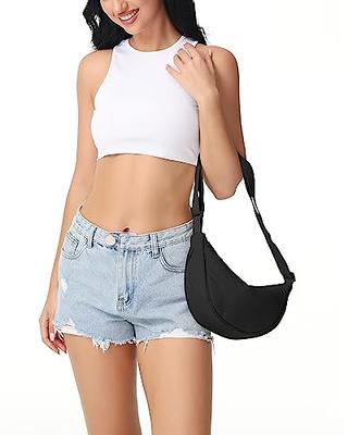 WESTBRONCO Crescent Bag Crossbody Bags for Women Trendy Small Nylon Fanny  Pack Sling Hobo Bag Soft Casual, Black