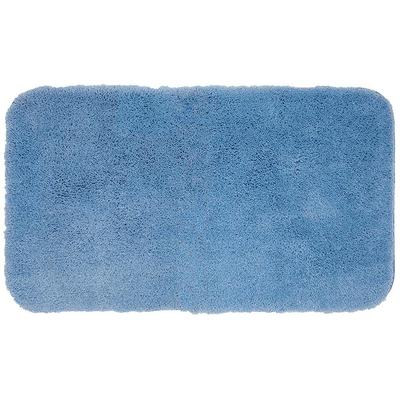 Home Decorators Collection 17 in. x 24 in. Aqua Green Textured Border Cotton Machine Washable Bath Mat, Blue