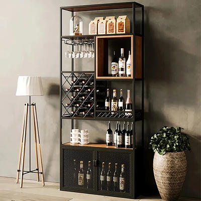 Alpine Furniture Flynn Small Bar Cabinet, Black 966BLK-17