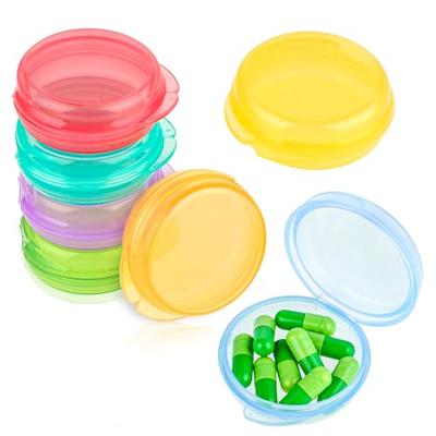 TecQach Small Pill Box 4 pcs,Cute Travel Pill Organizer Case Mini Tiny  Clear Plastic Storage Containers Portable for Pocket Purse