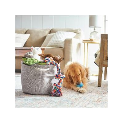 Frisco Rectangle Collapsible Pet Toy Storage Bin, Navy Herringbone