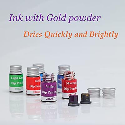 Dip Pen Ink Set - 24 Colored + 8 Black Inks, UBEART Drawing Ink