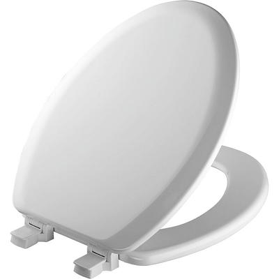 Mainstays Elongated White Wood Toilet Seat, Easy Clean