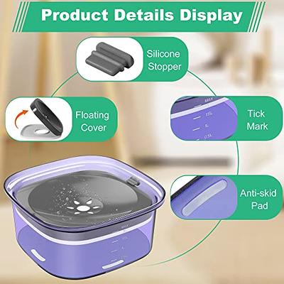 ELS Pet Dog Bowl No Spill, Pet Water Bowl No Drip Slow Water Feeder Cat Bowl , Pet Water Dispenser 35oz/1L Travel Water Bowl for Dogs, Cats