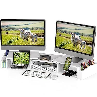 Furologee White Small Computer Desk with 2 Fabric Drawers, 36 Inch