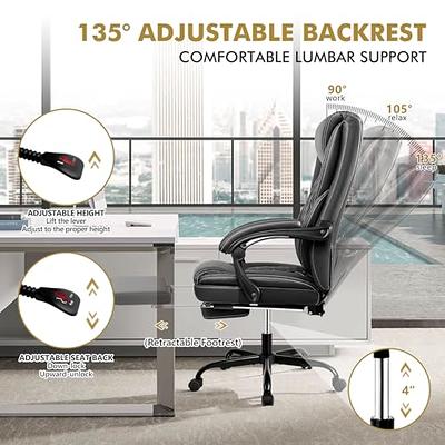 BestEra Office Chair, Big and Tall Office Chair Executive Office Chair with  Foot Rest Ergonomic Office Chair Home Office Desk Chairs Reclining High  Back Leather Chair with Lumbar Support (Black) - Yahoo