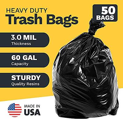 55 Gallon Trash Bags, Heavy Duty Outdoor Garbage Bags (50 Count) for  Commercial