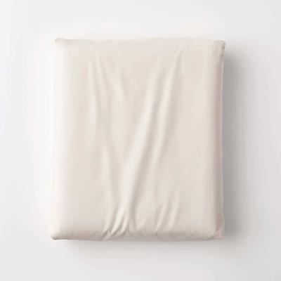 The Company Store Block Plaid Gray 200 Thread Count Yarn-Dyed Cotton Percale Twin XL Fitted Sheet