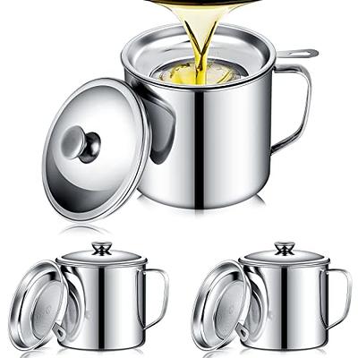 Bacon Grease Container With Strainer,1.3l Stainless Steel Oil