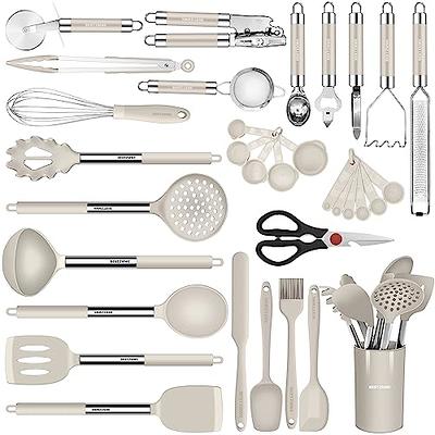 BESTZMWK Kitchen Utensil Set-Silicone Cooking Utensils-33 Kitchen Gadgets & Spoons for Nonstick Cookware-Silicone and Stainless Steel