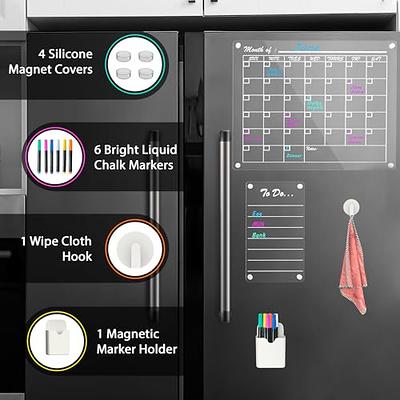 Magnetic Calendar for Refrigerator & Grocery To Do List for Fridge-Dry  Erase Calendar 15x12 Fridge Calendar Magnet To Do List 6x9 Acrylic  Calendar for Fridge Includes 6 Bright Liquid Chalk Markers 