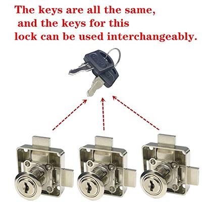 Cabinet Doors Drawer Heavy Safety Closet Lock with Keys Deadbolt (Keyed  Alike) Single Double Door General Purpose Fits on 2/3 inch-7/8 inch Wooden