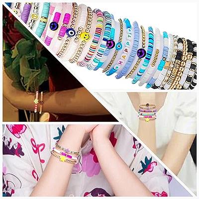 Beads for Bracelet Making Kits, 24 Colors Flat Clay Heishi 6000 Pcs Beads  1200 Pcs Jewelry Accessory 