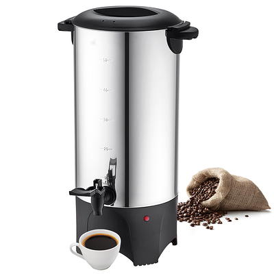 Coffee Urn 30 Cups, 1000W Electric Large Coffee Dispenser with Faucet 5.2L  Stainless Steel Hot Drink Dispenser with Removable Filter for Easy Cleanup