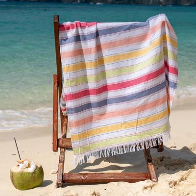 American Soft Linen Peshtemal Beach Towels, Turkish Terry 35x60 Inches - Brown