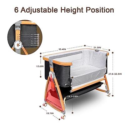 Baby Crib,3 in 1 Bedside Crib Adjustable Portable Bed for Infant