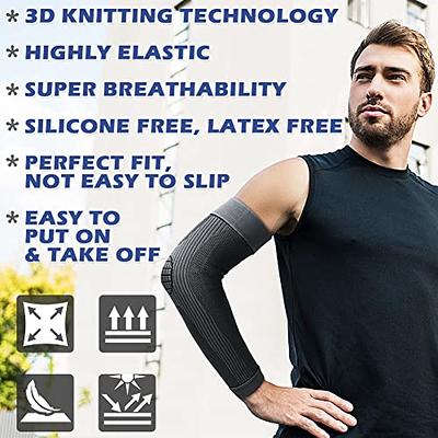 beister Sports Compression Arm Sleeves for Men & Women (Pair) Full Arm  Supports Protection Non-Slip Breathable Arm & Elbow Braces for Arthritis  Lymphedema Bursitis Workout Black Medium