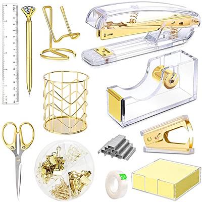 EOOUT Rose Gold Desk Accessories, Office Supplies and Accessories Set,  Acrylic Stapler Set, Staple Remover, Phone Holder, Pen Holder, Scissor,  Ruler, Transparent Tape - Yahoo Shopping