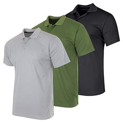 Real Essentials Mens Quick Dry Fit Polo Shirt Short Sleeve Golf Tennis  Clothing Active Wear Athletic Performance Work Sports Collared Moisture  Wicking Business Casual T Shirt, Set 9, M,Pack of 3 