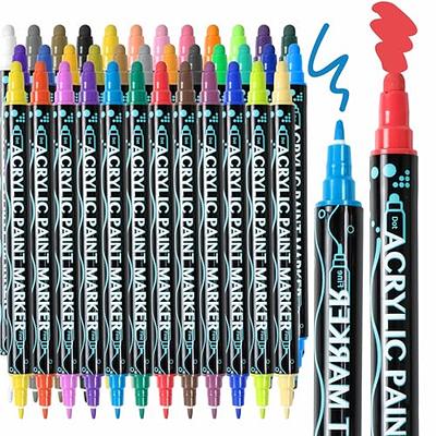  HTVRONT Acrylic Paint Pens - 24 Color Dual Tip Acrylic Paint  Markers for Adult Coloring, Smooth Ink Flow Acrylic Pens, Erasable Odorless  Paint Pen for Rock Painting Glass Wood Metal Canvas