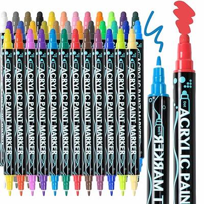 XPaoFey 38 Dual-tip Acrylic Paint Markers with Brush & Fine Tips, Acrylic  Paint Pens for Rock Painting, Ceramic, Stone, Glass, Plastic, Wood