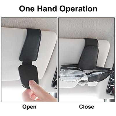 SUNCARACCL 2 PCS Sunglass Holder for Car Visor, Magnetic Leather