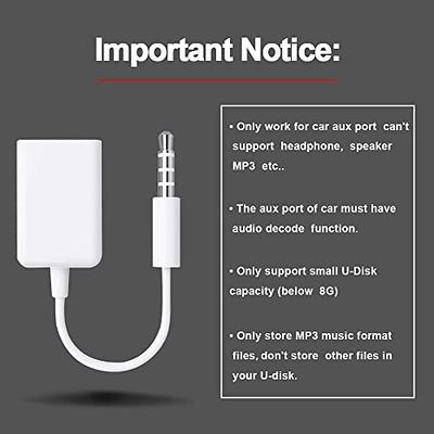 3.5mm AUX Plug to USB 2.0 Male Cable Adapter Cord + 3.5mm Male