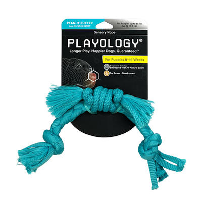 Playology Dri-Tech Dental Rope Peanut Butter Scented Dog Toy - Medium