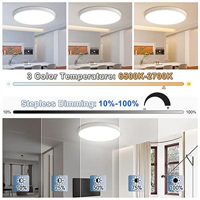 Dimmable LED Flush Mount Ceiling Light Fixture with Remote Control, 12Inch  24W Round Close to Ceiling Lights, 3000K-6500K Light Color Changeable, Slim  Modern Ceiling Lamp for Bedroom Kitchen 