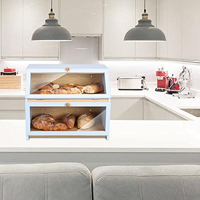 HOMEKOKO Double Layer Large Bread Box for Kitchen Counter, Wooden