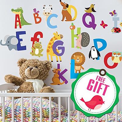 Animal Alphabet Wall Decals Alphabet Letters for Wall Peel and Stick Wall  Decal for Kids Boys Girls Bedroom Educational ABC Wall Decor Learning Wall