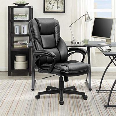 FDW Office Chair Computer High Back Adjustable Ergonomic Desk Chair  Executive PU Leather Swivel Task Chair with Armrests Lumbar Support (Black)