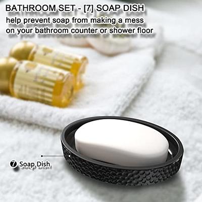 ZCCZ - Beige Bathroom Accessories Set 6 Pcs - Toothbrush Holder, Lotion  Soap Dispenser, 2 Qtip Holder Dispensers, Vanity Tray, Bathroom Tumbler 