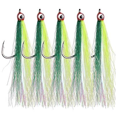 Fishing Bucktail Teaser Hooks,5pcs Saltwater Fishing Teaser Lures