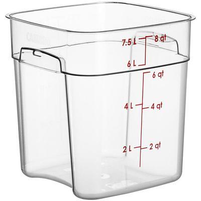 Vigor 8 Qt. Allergen-Free Clear Square Polycarbonate Food Storage Container  and Purple Lid - 2/Pack