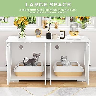 DINZI LVJ Litter Box Enclosure, Cat Litter House with Louvered Doors,  Entrance Can Be on Left or Right Side, Spacious Hidden Washroom for Most of  Box