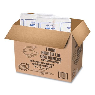 Dart 80HT3R Carryout Food Container, Foam, 3-Comp, White, 8 x 7 1/2 x 2  3/10 (Case of 200)