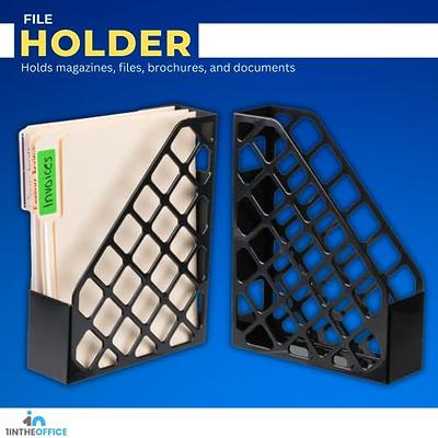 HUAPRINT Magazine File Holder(12 Pack,Black)-Folder Holder,Desk File Organizer,Document Holder Box,Magazine Storage Box,With Labels