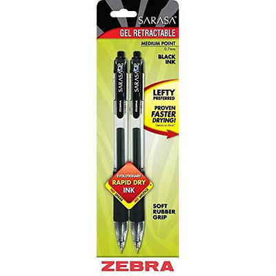 ZEBRA PEN 45610 Sarasa Dry X1 Retractable Gel Ink Pens, Medium Point 0.7mm,  Black Rapid Dry Ink, 12-Count