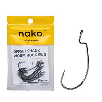 Nako Power #4/0 EWG Hooks 8 Pack, Nano Smooth Coating Offset Worm Hook  9203, Texas Rig Hooks