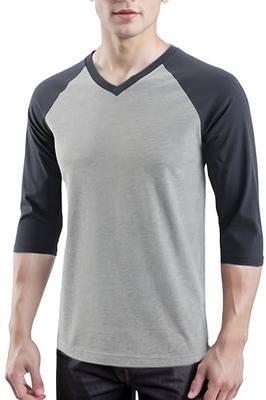 Men's Long Sleeve Baseball T-Shirt Jersey Raglan Two-Tone Active Tee 