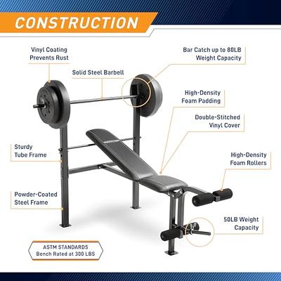 Marcy Competitor Standard Workout Bench with 80 lbs Vinyl-Coated