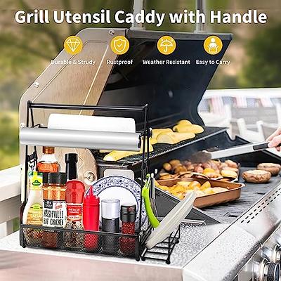 HULISEN Large Grill Caddy with Lid and Paper Towel Holder, BBQ Caddy for  Outdoor Grill, Insulated Foldable Barbecue Picnic Caddy for Plates,  Utensils, Camping Supplies, Travel or RV, Camper Must Haves 